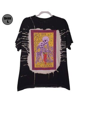 Dirty Coast: The Lovers Tarot Card USED Shirt (L, Black, New Orleans, Bleached)